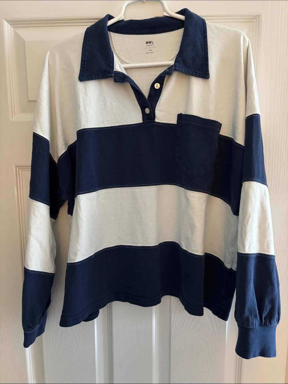 Madewell women’s Blue & White Striped Rugby Shirt